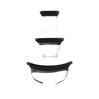 Set of three clear silicone-sealed cups in small, medium, and large sizes for a rechargeable vulva and breast pump.