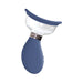 Blue and clear automatic rechargeable vulva and breast pump with silicone seal and ergonomic handle.
