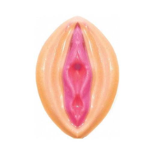 Inflatable strawberry-colored novelty pool float shaped like a stylized flower petal.