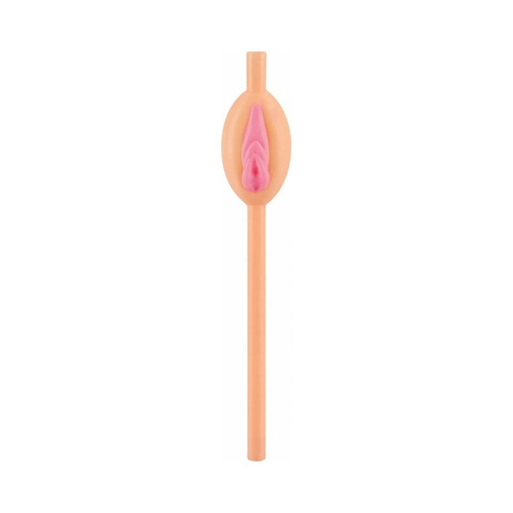 Single novelty drinking straw with a playful, cheeky design in flesh and pink tones.