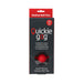 Quickie Ball Gag medium size in red silicone with no buckles, packaged in a black and red box.