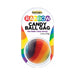 Rainbow-colored candy ball gag in clear packaging with bold text and colorful accents on white background.