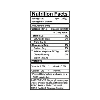 Nutrition facts label for Rainbow Cocksicle Pecker Pop showing calories, ingredients, and daily values.