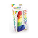 Rainbow-colored novelty party candle in playful shape, packaged in a colorful box with rainbow accents.
