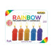 Pack of five colorful novelty party candles with playful shapes in red, orange, yellow, blue, and purple, jasmine scented.
