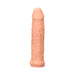 Vanilla-colored 7-inch realistic penis extender with detailed texture and lifelike design on white background.