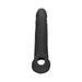 Black realistic penis extender with integrated ring, 9 inches long, made from soft, body-safe material.