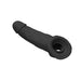 Black 9-inch penis extender with textured surface and integrated rings for added support and comfort.