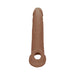 Realistic 9-inch brown penis extender with textured surface and integrated rings for added support.