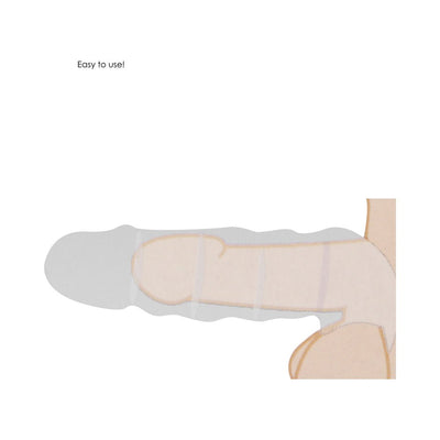 Diagram showing how to use the Real Rock Penis Extender with rings for added length and support.
