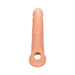 Realistic 9-inch flesh-toned penis extender with textured surface and integrated ring base.