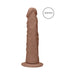 Mocha-colored realistic dildo with textured veins and suction cup base, standing upright on white background.