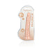 Vanilla-colored 9-inch realistic dildo with suction cup base in clear plastic packaging labeled Real Rock
