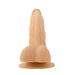 Realistic 8-inch flexible curved dong with textured shaft and suction cup base in natural skin tone.