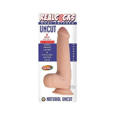Realcocks Dual Layered Uncut Slider Fat Dick 9 In.
