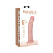 Realrock 6-inch curved vibrating dildo in flesh tone with suction cup, displayed in product packaging.