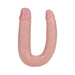 Realrock 7-inch U-shaped double-ended dildo in natural skin tone with realistic texture and veins.