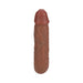 Realrock 7-inch U-shaped double-ended dildo in natural brown tone with textured veins and smooth head.