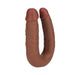 Realrock 7-inch U-shaped double dildo in brown with realistic texture and veining, made of flexible PVC material.