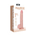 Realistic 7-inch vibrating dildo with suction cup and textured shaft in soft skin tone by RealRock.