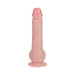 Realistic flesh-toned vibrating dildo with veins, textured shaft, and suction cup base for hands-free use.
