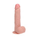 Realistic flesh-toned vibrating dildo with detailed veins, textured balls, and suction cup base for hands-free use.