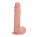 Realistic flesh-colored 8-inch vibrating and thrusting dildo with textured veins, glans, balls, and suction cup base.