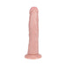 Realrock 8-inch curved vibrating dildo in flesh tone with suction cup base and realistic texture.