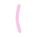 Pink translucent double-ended dildo with smooth, curved design for versatile use.