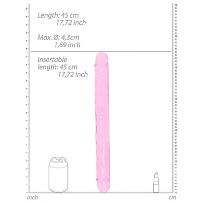 Realrock Crystal Clear Double Dong 18 In. Dual-ended Dildo