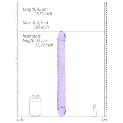Realrock Crystal Clear Double Dong 18 In. Dual-ended Dildo