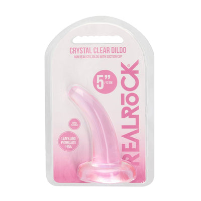 Realrock Crystal Clear Non - realistic Dildo With Suction Cup 4.5 In. Pink - SexToy.com