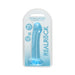 Realrock crystal clear 7-inch non-realistic dildo with suction cup in blue packaging.