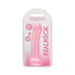 Realrock crystal clear pink non-realistic dildo with suction cup in retail packaging.