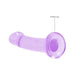 Purple crystal clear non-realistic dildo with suction cup base for hands-free use and versatile play.
