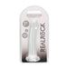Realrock 7-inch crystal clear non-realistic dildo with suction cup in clear packaging.