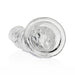 Crystal clear slim 7-inch dildo with suction cup base, smooth and flexible for versatile use.