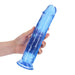 Realrock Crystal Clear Straight 10 In. Dildo Without Balls Blue - SexToy.com