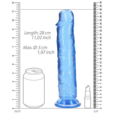 Realrock Crystal Clear Straight 10 In. Dildo Without Balls Blue - SexToy.com