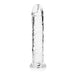 Clear 11-inch straight dildo with suction cup base, smooth and textured design for versatile use.