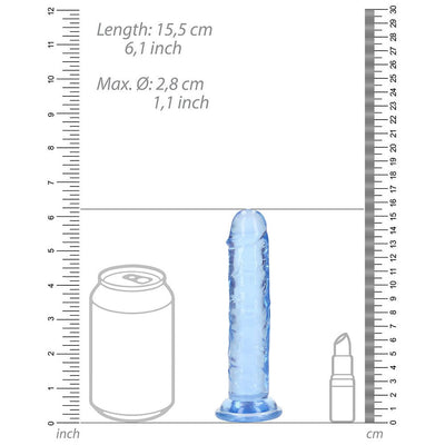 Realrock Crystal Clear Straight 6 In. Dildo Without Balls Blue - SexToy.com