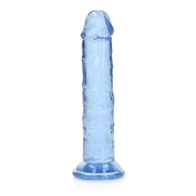 Realrock Crystal Clear Straight 6 In. Dildo Without Balls Blue - SexToy.com