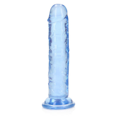 Realrock Crystal Clear Straight 6 In. Dildo Without Balls Blue - SexToy.com