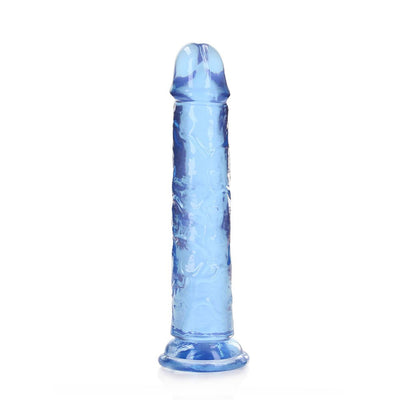 Realrock Crystal Clear Straight 7 In. Dildo Without Balls Blue - SexToy.com