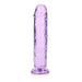 Purple crystal clear 7-inch straight dildo with suction cup base, smooth and textured design.