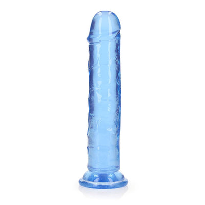 Realrock Crystal Clear Straight 8 In. Dildo Without Balls Blue - SexToy.com