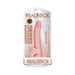 Realrock 6-inch curved realistic dildo with balls and suction cup in clear packaging with product details.