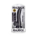 Realrock 7-inch curved black dildo with suction cup and balls in clear retail packaging
