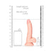 Realrock 7-inch curved realistic dildo with suction cup and balls, shown with size comparison to a can and lipstick.