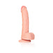 Light skin tone curved realistic dildo with suction cup base and detailed texture.